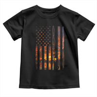 American Flag Fishing Toddler T Shirt Fish Fisher Fisherman Fishing Rod Sunset - Wonder Print Shop