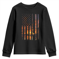 American Flag Fishing Youth Sweatshirt Fish Fisher Fisherman Fishing Rod Sunset - Wonder Print Shop