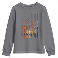 American Flag Fishing Youth Sweatshirt Fish Fisher Fisherman Fishing Rod Sunset - Wonder Print Shop