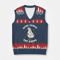 Silly Goose Bride V-Neck Knit Sweater Vest Funny Goose Lovers - Wonder Print Shop