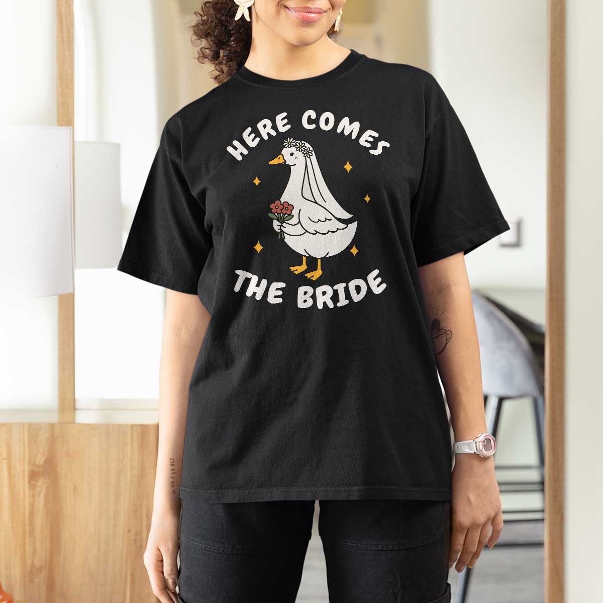 Silly Goose Bride T Shirt For Women Funny Goose Lovers - Wonder Print Shop