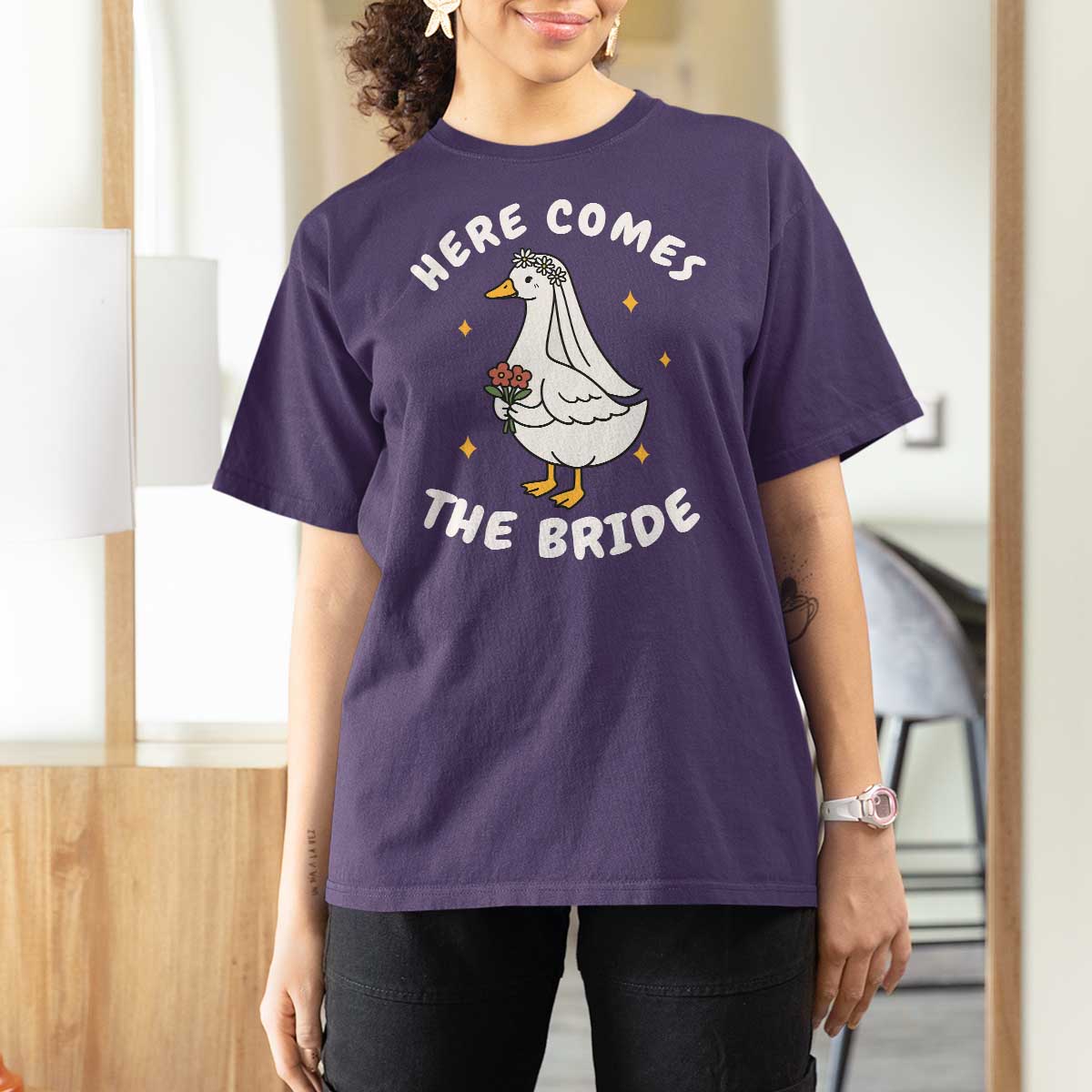 Silly Goose Bride T Shirt For Women Funny Goose Lovers - Wonder Print Shop