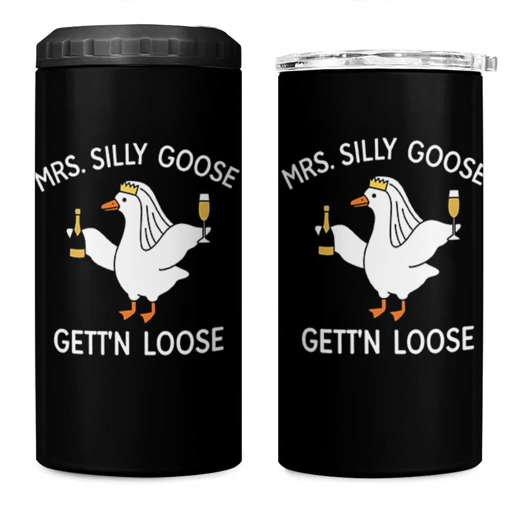 Mrs. Silly Goose Bride 4 in 1 Can Cooler Tumbler Funny Goose Lovers - Wonder Print Shop