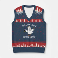Mrs. Silly Goose Bride V-Neck Knit Sweater Vest Funny Goose Lovers - Wonder Print Shop