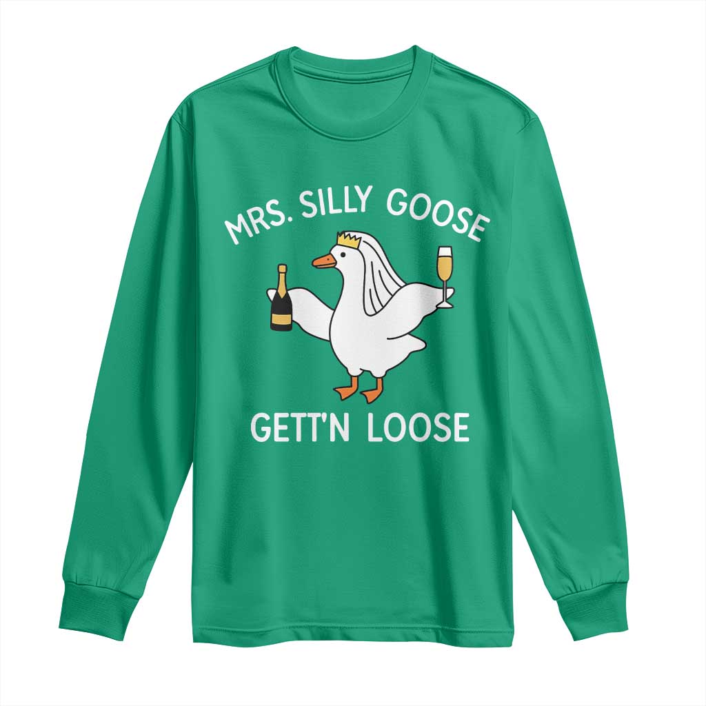 Mrs. Silly Goose Bride Long Sleeve Shirt Funny Goose Lovers - Wonder Print Shop