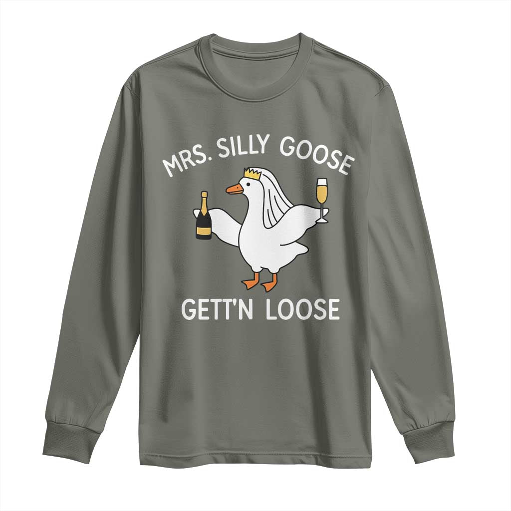 Mrs. Silly Goose Bride Long Sleeve Shirt Funny Goose Lovers - Wonder Print Shop