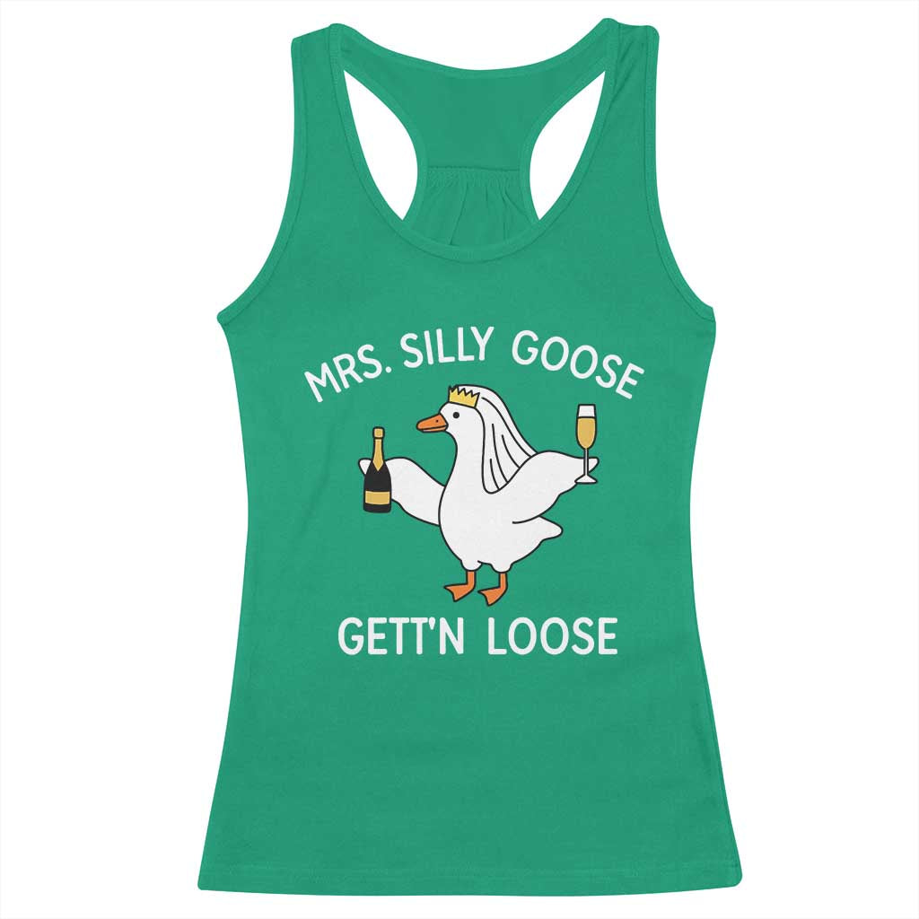 Mrs. Silly Goose Bride Racerback Tank Top Funny Goose Lovers - Wonder Print Shop