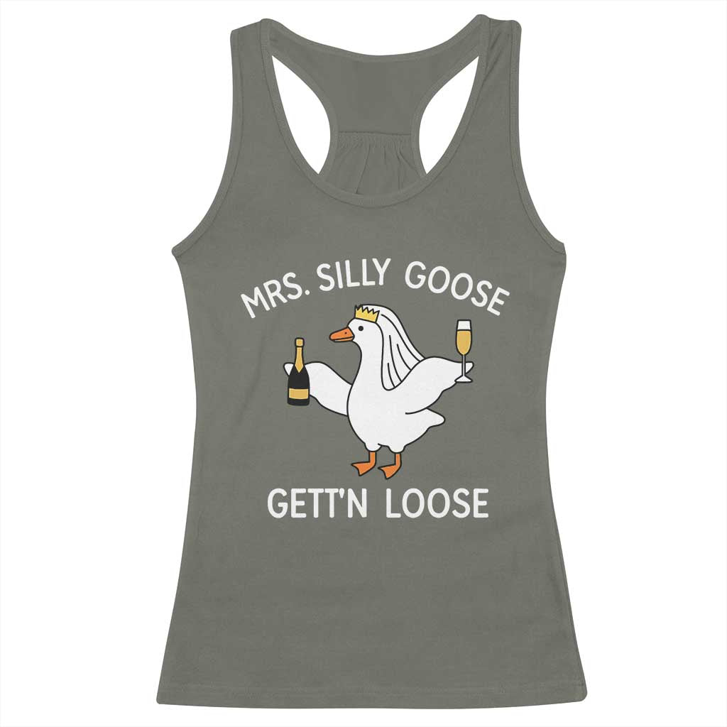 Mrs. Silly Goose Bride Racerback Tank Top Funny Goose Lovers - Wonder Print Shop