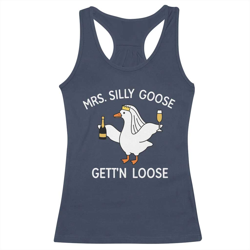 Mrs. Silly Goose Bride Racerback Tank Top Funny Goose Lovers - Wonder Print Shop