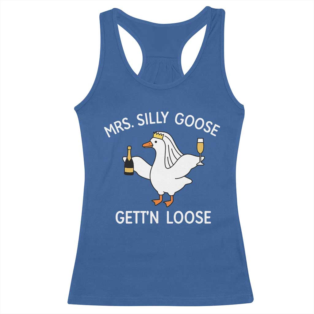 Mrs. Silly Goose Bride Racerback Tank Top Funny Goose Lovers - Wonder Print Shop
