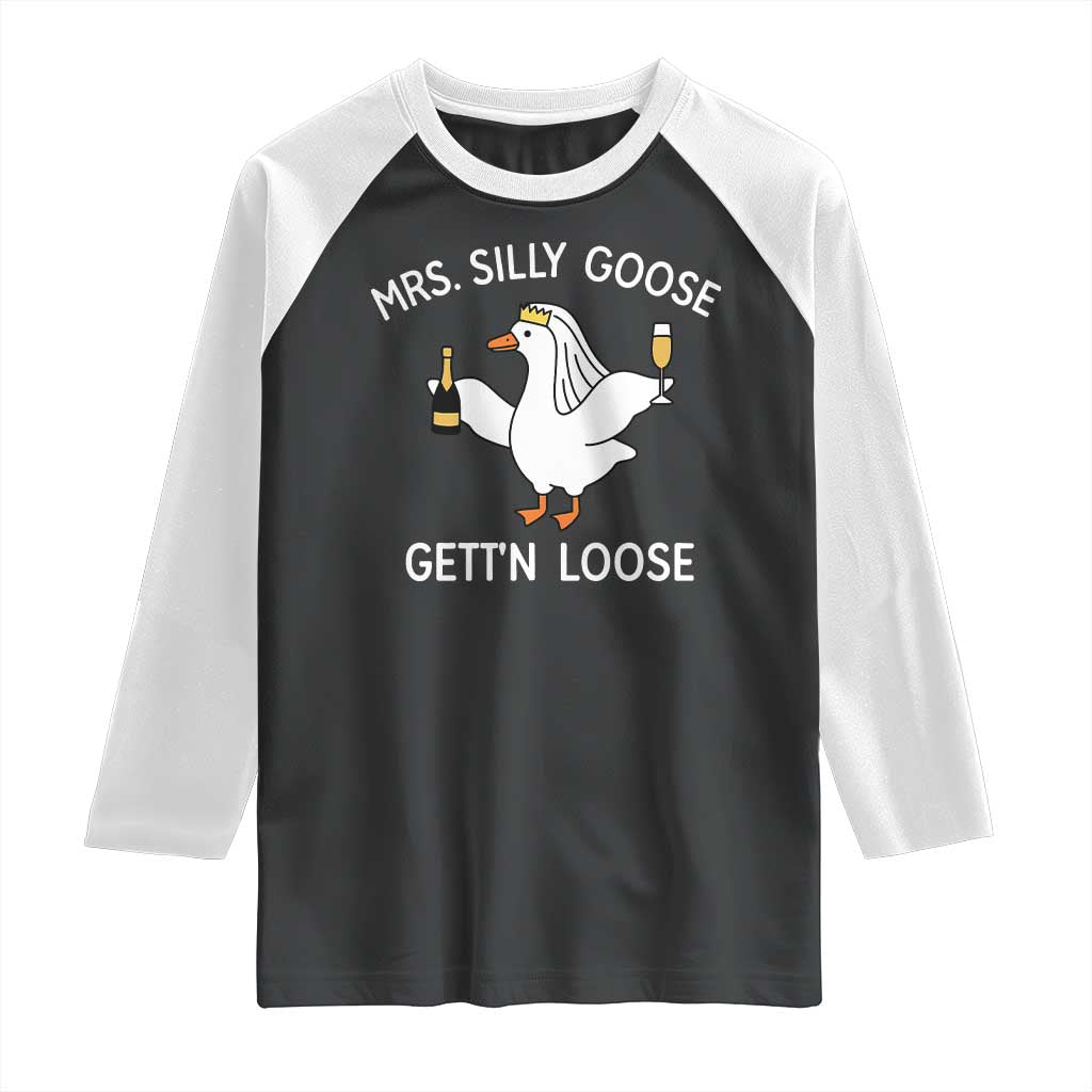 Mrs. Silly Goose Bride Raglan Shirt Funny Goose Lovers - Wonder Print Shop