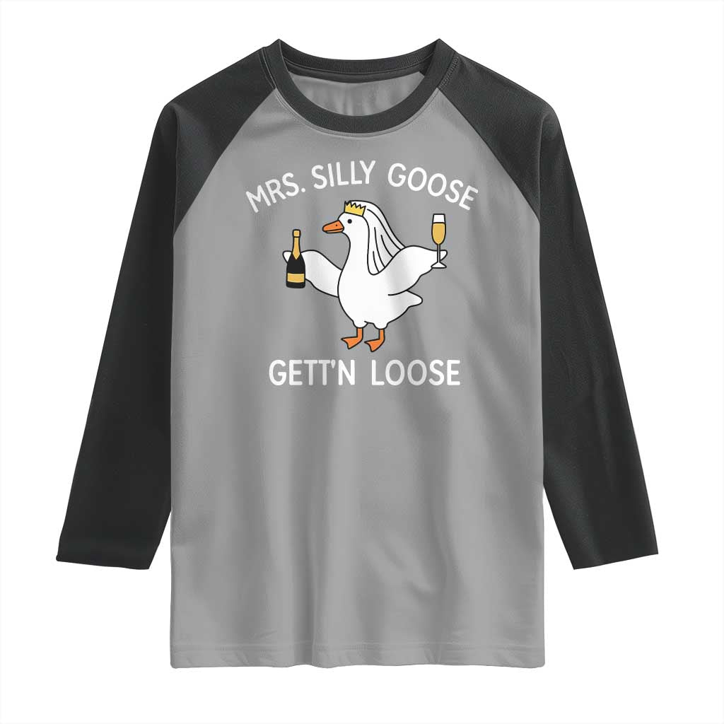 Mrs. Silly Goose Bride Raglan Shirt Funny Goose Lovers - Wonder Print Shop