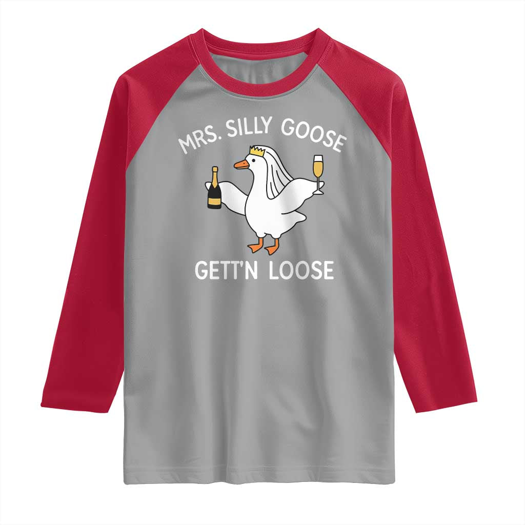 Mrs. Silly Goose Bride Raglan Shirt Funny Goose Lovers - Wonder Print Shop