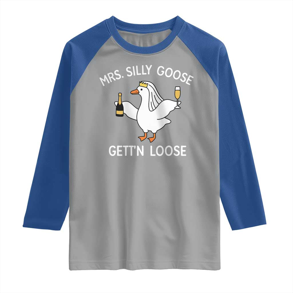 Mrs. Silly Goose Bride Raglan Shirt Funny Goose Lovers - Wonder Print Shop