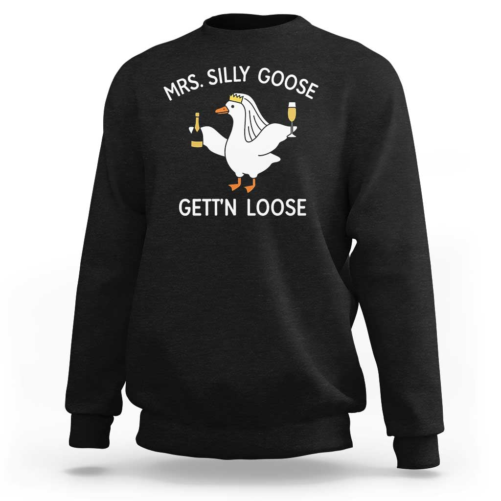 Mrs. Silly Goose Bride Sweatshirt Funny Goose Lovers - Wonder Print Shop
