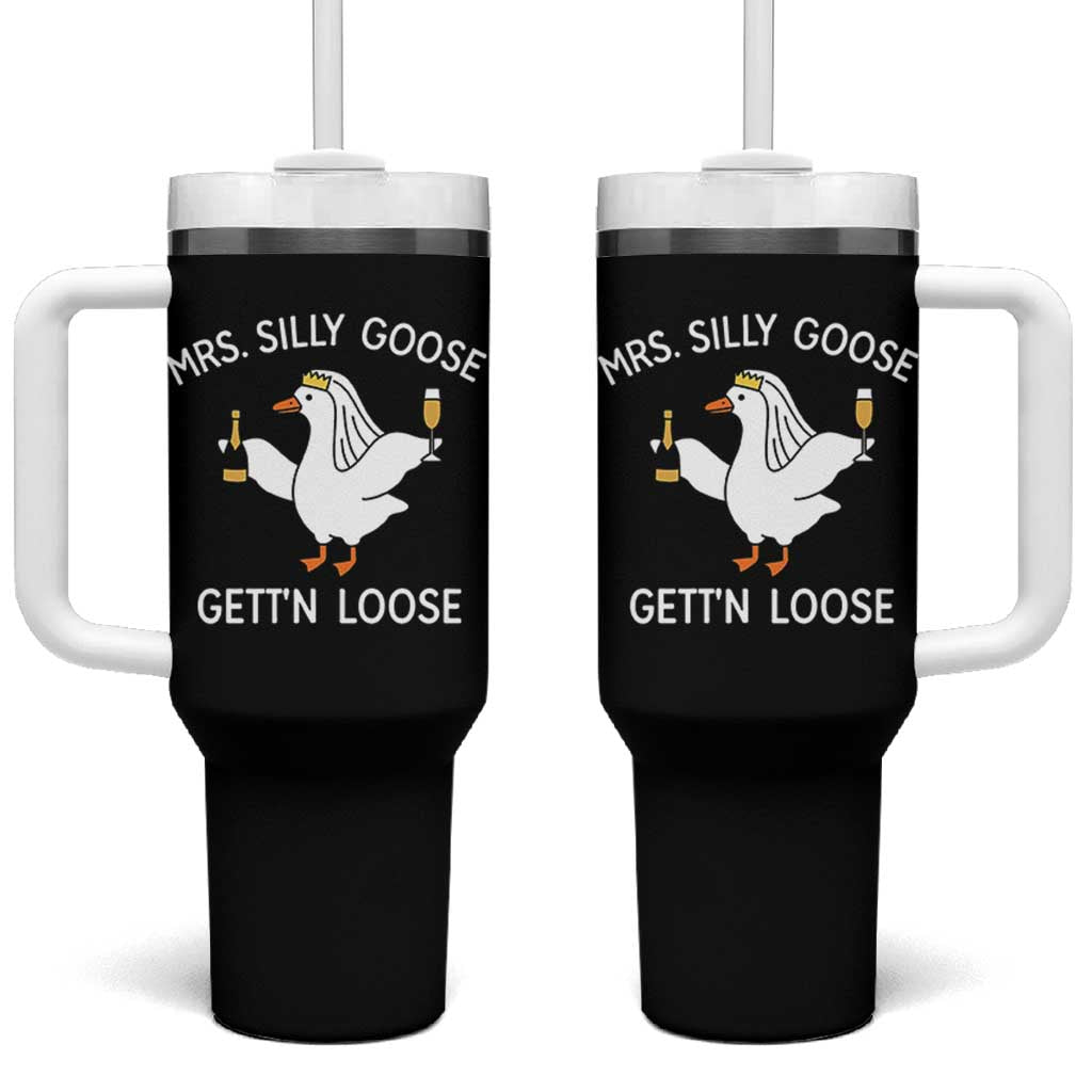 Mrs. Silly Goose Bride Tumbler With Handle Funny Goose Lovers - Wonder Print Shop