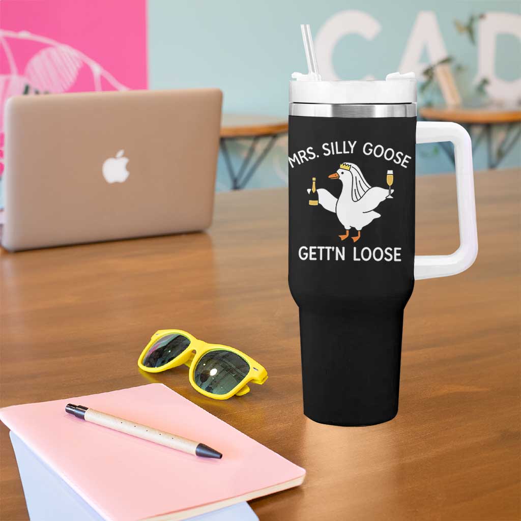 Mrs. Silly Goose Bride Tumbler With Handle Funny Goose Lovers - Wonder Print Shop