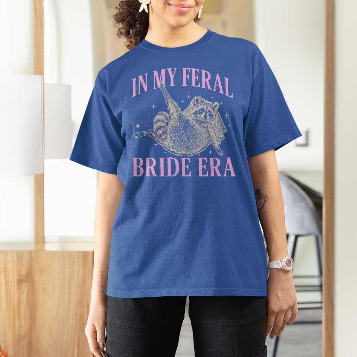 In My Feral Bride Era T Shirt For Women Funny Raccoon - Wonder Print Shop