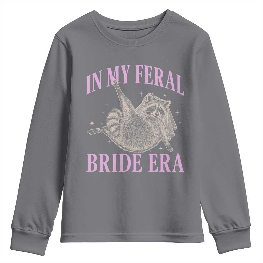 In My Feral Bride Era Youth Sweatshirt Funny Raccoon - Wonder Print Shop