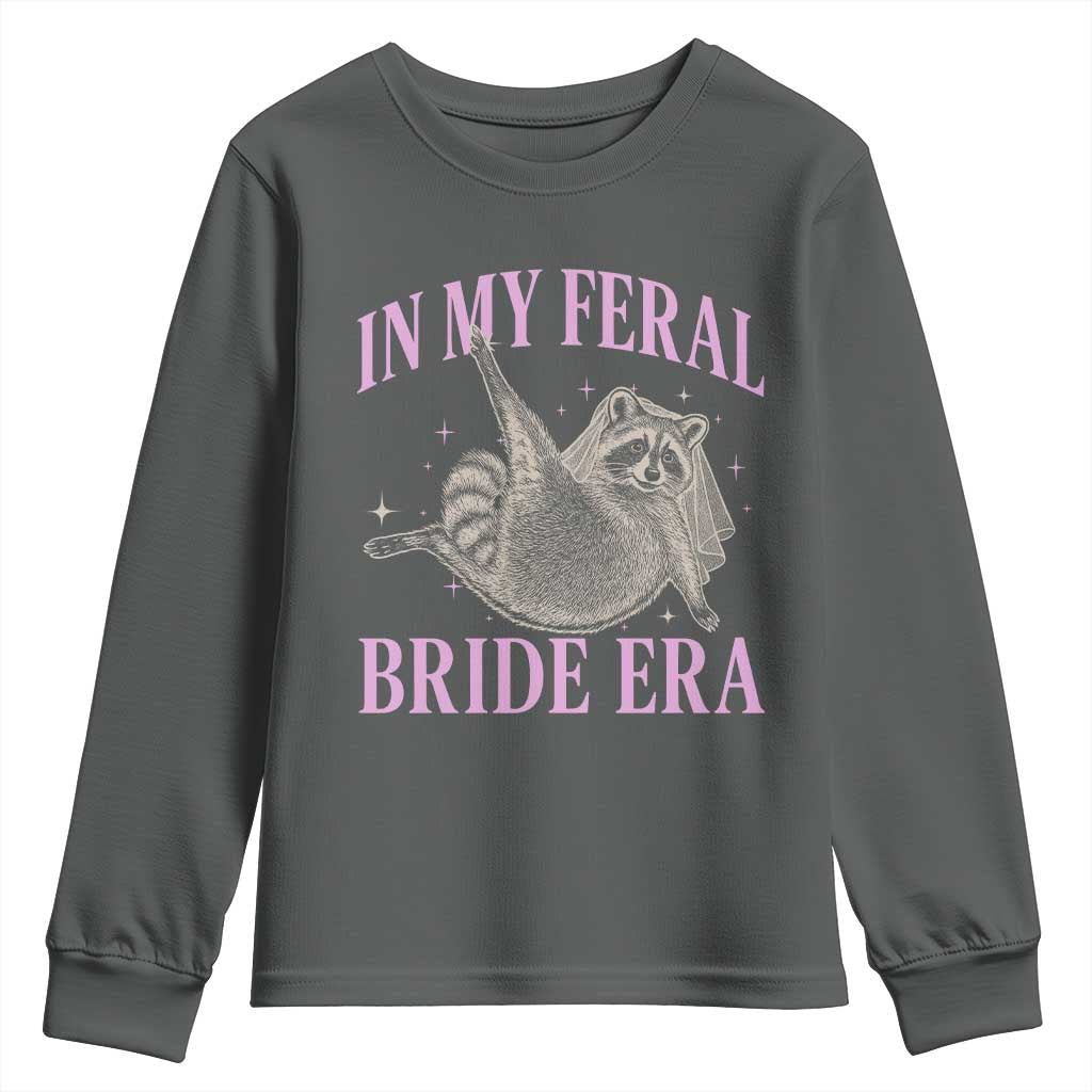 In My Feral Bride Era Youth Sweatshirt Funny Raccoon - Wonder Print Shop