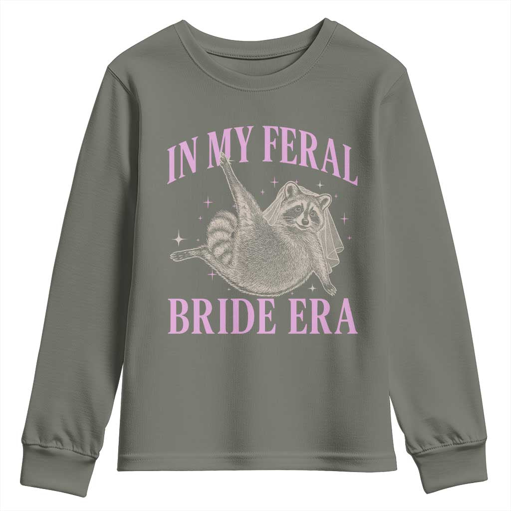 In My Feral Bride Era Youth Sweatshirt Funny Raccoon - Wonder Print Shop