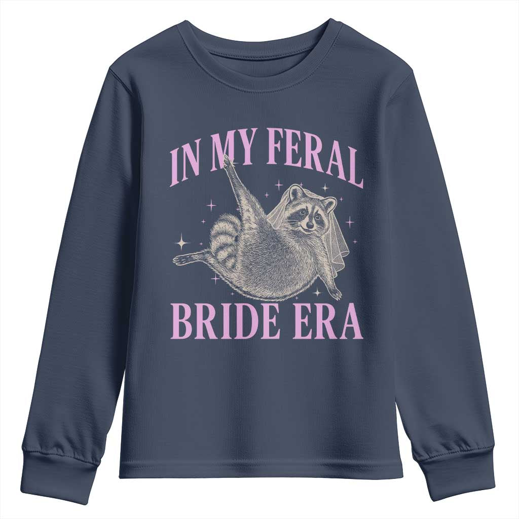 In My Feral Bride Era Youth Sweatshirt Funny Raccoon - Wonder Print Shop