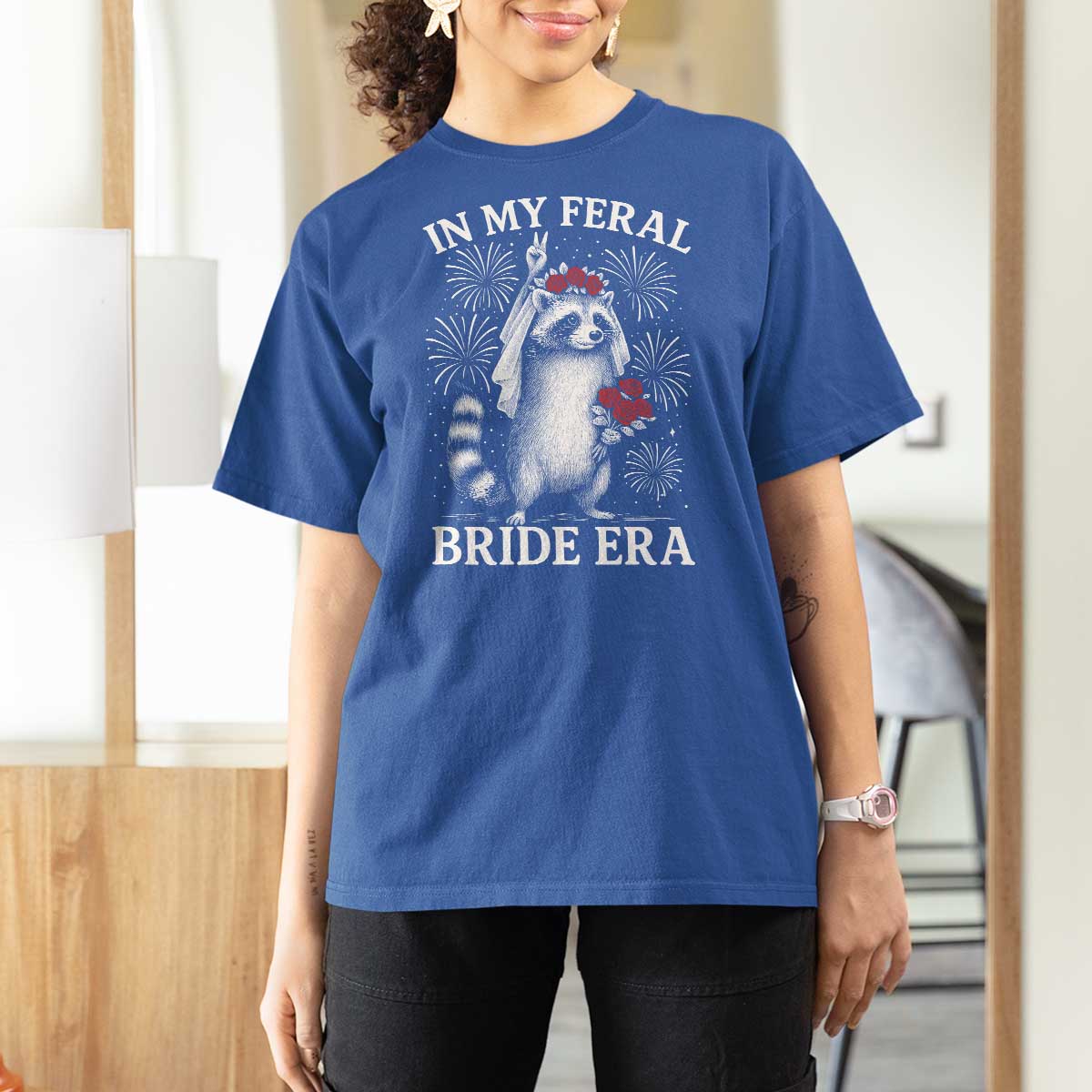 In My Feral Bride Era T Shirt For Women Funny Raccoon Lovers - Wonder Print Shop