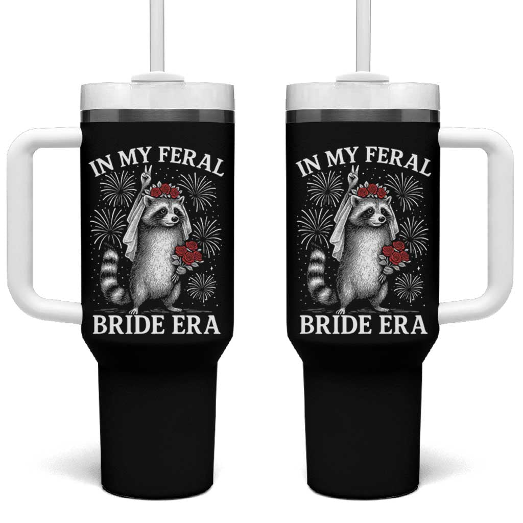 In My Feral Bride Era Tumbler With Handle Funny Raccoon Lovers - Wonder Print Shop