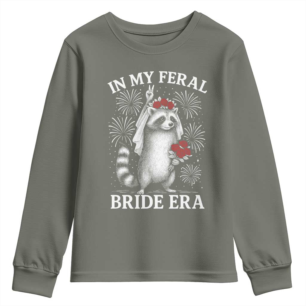In My Feral Bride Era Youth Sweatshirt Funny Raccoon Lovers - Wonder Print Shop