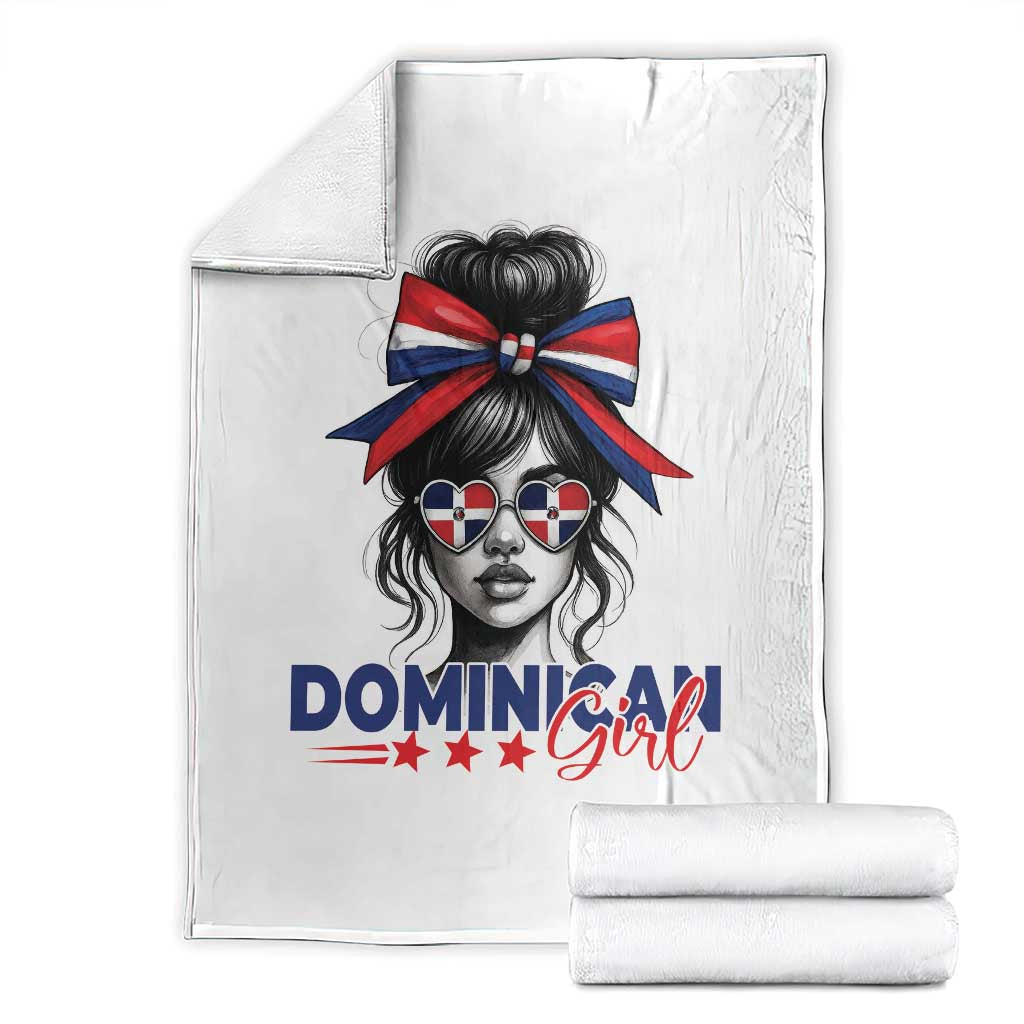 Dominican Girl Throw Blanket Messy Bun Caribbean Dominican Republic DR Flag - Wonder Print Shop
