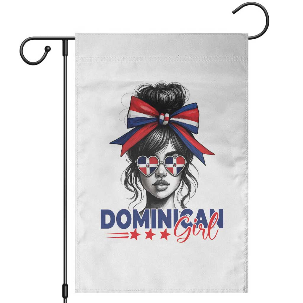 Dominican Girl Garden Flag Messy Bun Caribbean Dominican Republic DR Flag - Wonder Print Shop