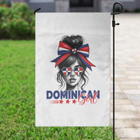 Dominican Girl Garden Flag Messy Bun Caribbean Dominican Republic DR Flag - Wonder Print Shop
