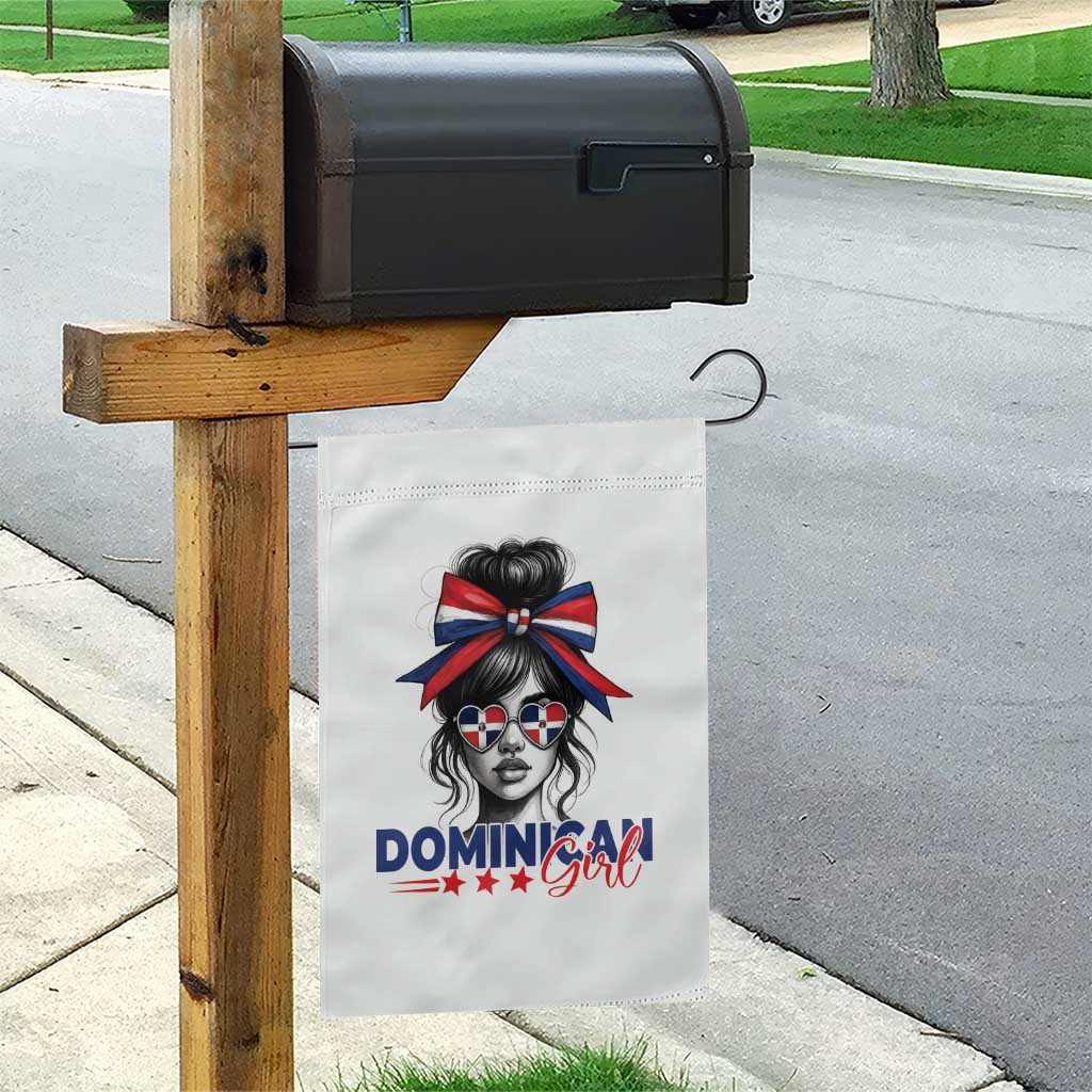 Dominican Girl Garden Flag Messy Bun Caribbean Dominican Republic DR Flag - Wonder Print Shop