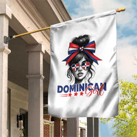 Dominican Girl Garden Flag Messy Bun Caribbean Dominican Republic DR Flag - Wonder Print Shop