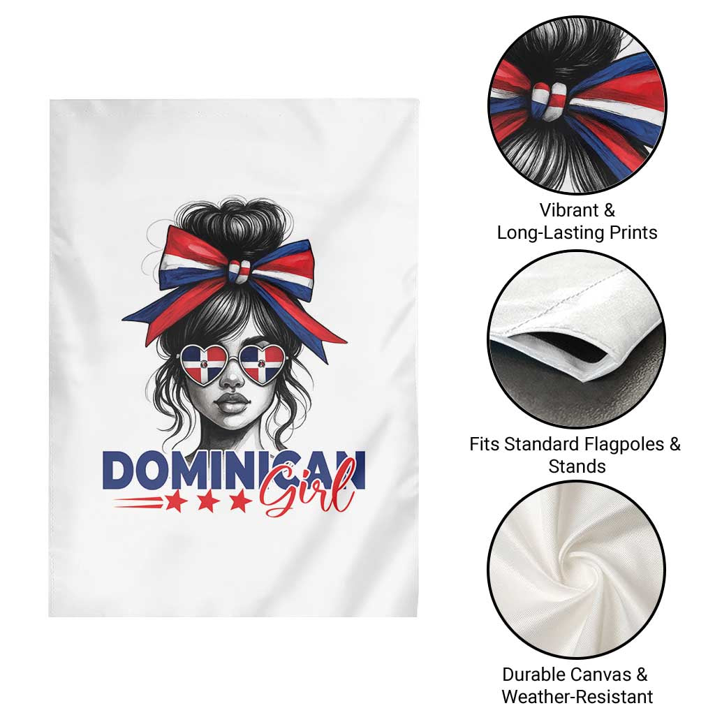 Dominican Girl Garden Flag Messy Bun Caribbean Dominican Republic DR Flag - Wonder Print Shop