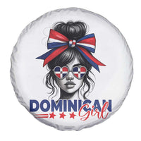 Dominican Girl Spare Tire Cover Messy Bun Caribbean Dominican Republic DR Flag - Wonder Print Shop
