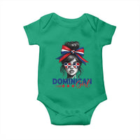 Dominican Girl Baby Onesie Messy Bun Caribbean Dominican Republic DR Flag - Wonder Print Shop