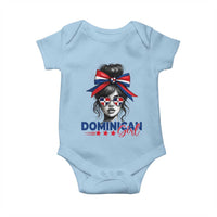 Dominican Girl Baby Onesie Messy Bun Caribbean Dominican Republic DR Flag - Wonder Print Shop