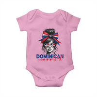 Dominican Girl Baby Onesie Messy Bun Caribbean Dominican Republic DR Flag - Wonder Print Shop