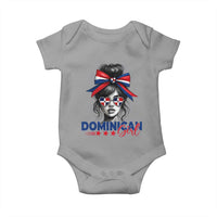 Dominican Girl Baby Onesie Messy Bun Caribbean Dominican Republic DR Flag - Wonder Print Shop