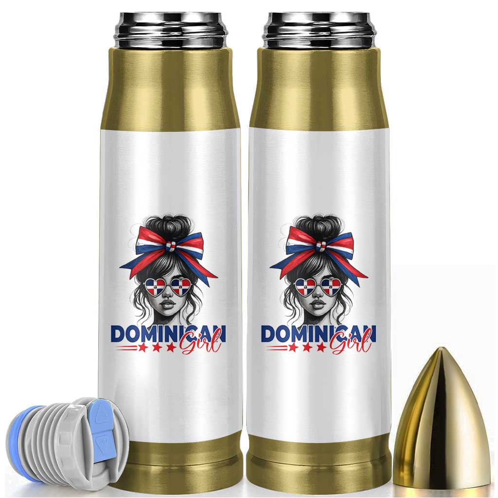 Dominican Girl Bullet Tumbler Messy Bun Caribbean Dominican Republic DR Flag - Wonder Print Shop