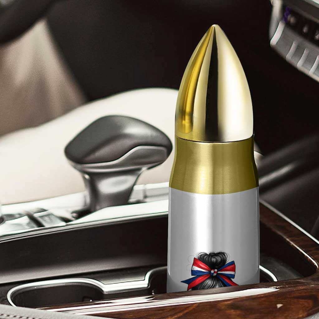 Dominican Girl Bullet Tumbler Messy Bun Caribbean Dominican Republic DR Flag - Wonder Print Shop