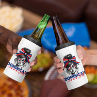 Dominican Girl 4 in 1 Can Cooler Tumbler Messy Bun Caribbean Dominican Republic DR Flag - Wonder Print Shop