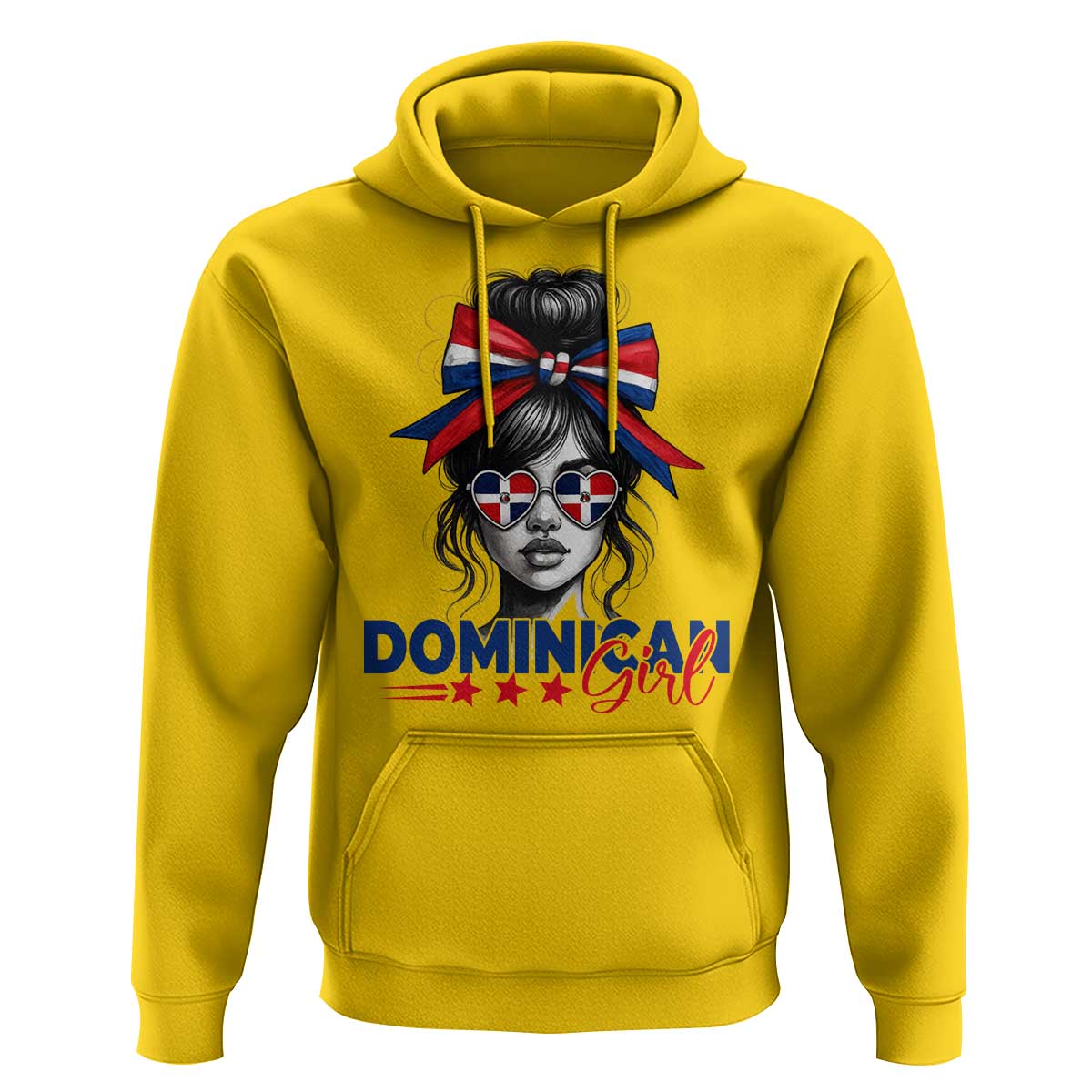 Dominican Girl Hoodie Messy Bun Caribbean Dominican Republic DR Flag - Wonder Print Shop