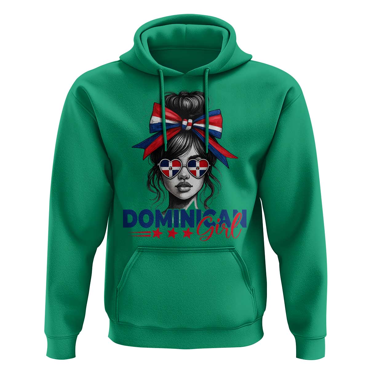 Dominican Girl Hoodie Messy Bun Caribbean Dominican Republic DR Flag - Wonder Print Shop