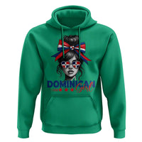 Dominican Girl Hoodie Messy Bun Caribbean Dominican Republic DR Flag - Wonder Print Shop