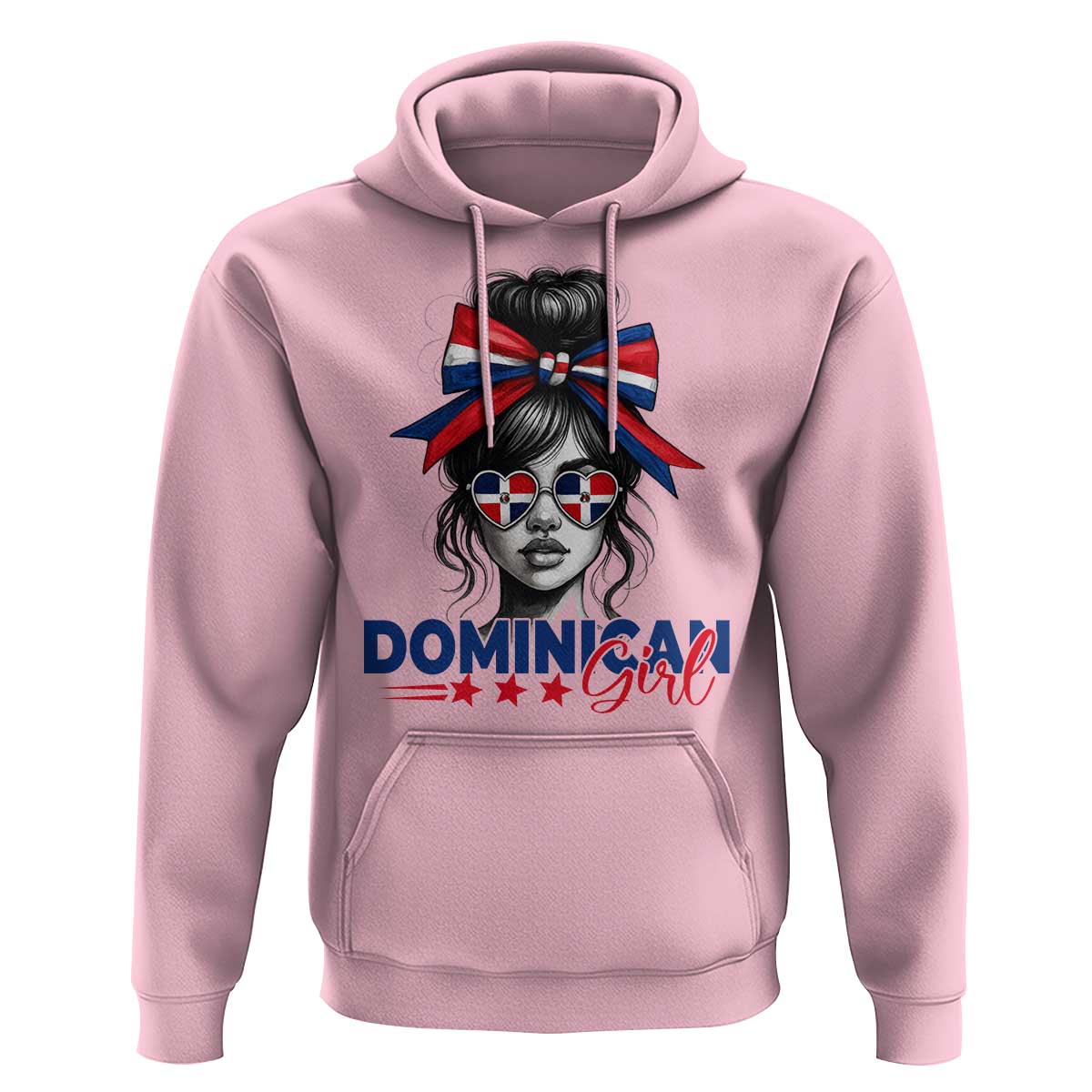 Dominican Girl Hoodie Messy Bun Caribbean Dominican Republic DR Flag - Wonder Print Shop