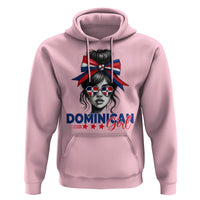 Dominican Girl Hoodie Messy Bun Caribbean Dominican Republic DR Flag - Wonder Print Shop