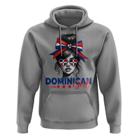 Dominican Girl Hoodie Messy Bun Caribbean Dominican Republic DR Flag - Wonder Print Shop