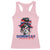 Dominican Girl Racerback Tank Top Messy Bun Caribbean Dominican Republic DR Flag - Wonder Print Shop